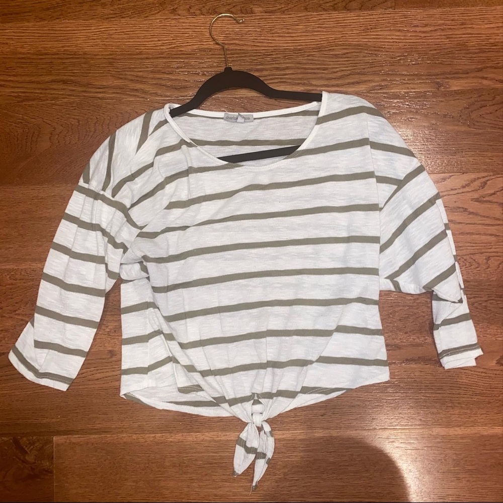 Green Striped Crop Top